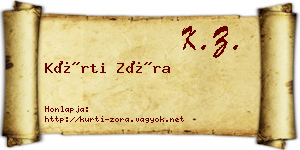 Kürti Zóra névjegykártya